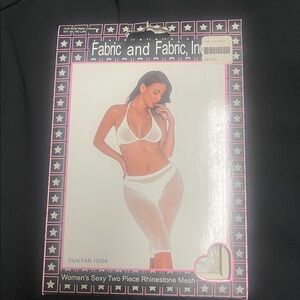 White Rhinestone Mesh Two Piece Set